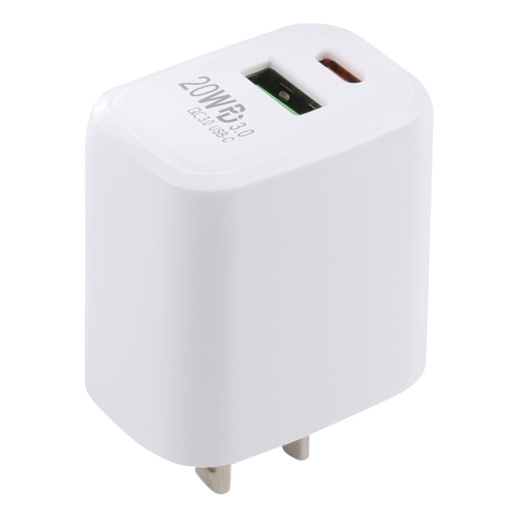 LZ-215A+C 20W QC 3.0 USB + PD 3.0 USB-C / Type-C Fast Charging Travel Charger, US Plug, US Plug
