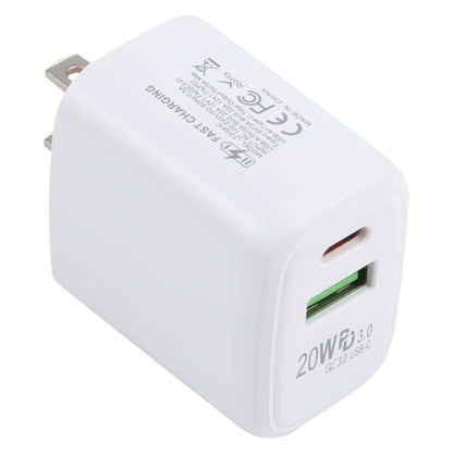 LZ-215A+C 20W QC 3.0 USB + PD 3.0 USB-C / Type-C Fast Charging Travel Charger, US Plug, US Plug