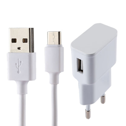 5V 2.1A Intelligent Identification USB Charger with 1m USB to USB-C / Type-C Charging Cable, EU Plug