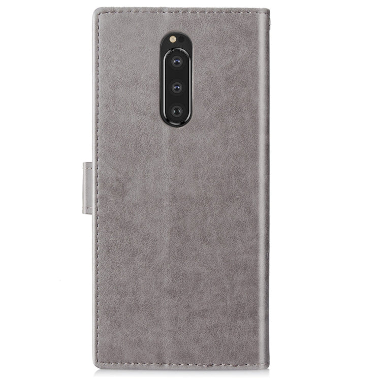 Lucky Clover Pressed Flowers Pattern Leather Case for Sony Xperia 1 / Xperia XZ4, with Holder & Card Slots & Wallet & Hand Strap