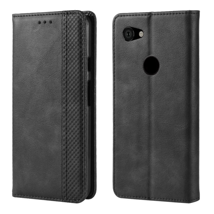 Magnetic Buckle Retro Crazy Horse Texture Horizontal Flip Leather Case for Google Pixel 3a , with Holder & Card Slots & Photo Frame