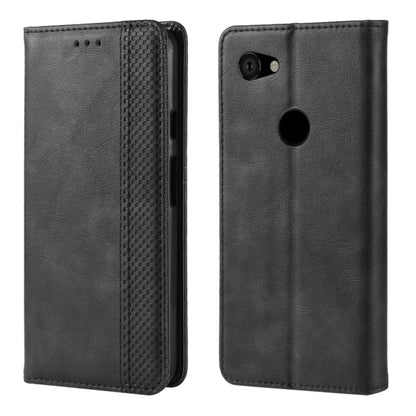 Magnetic Buckle Retro Crazy Horse Texture Horizontal Flip Leather Case for Google Pixel 3a , with Holder & Card Slots & Photo Frame