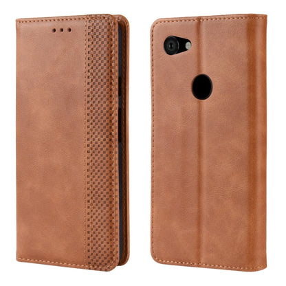 Magnetic Buckle Retro Crazy Horse Texture Horizontal Flip Leather Case for Google Pixel 3a , with Holder & Card Slots & Photo Frame, For Google Pixel 3a