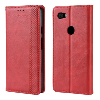 Magnetic Buckle Retro Crazy Horse Texture Horizontal Flip Leather Case for Google Pixel 3a , with Holder & Card Slots & Photo Frame