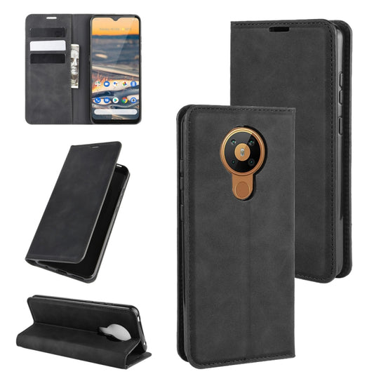 For Nokia 5.3 Retro-skin Business Magnetic Suction Leather Case with Holder & Card Slots & Wallet