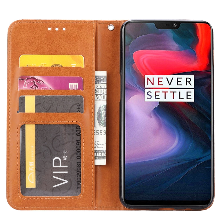 Knead Skin Texture Horizontal Flip Leather Case for OnePlus 6, with Photo Frame & Holder & Card Slots & Wallet