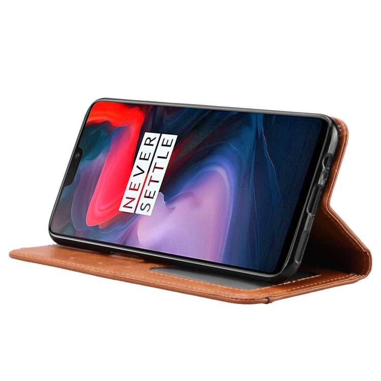 Knead Skin Texture Horizontal Flip Leather Case for OnePlus 6, with Photo Frame & Holder & Card Slots & Wallet