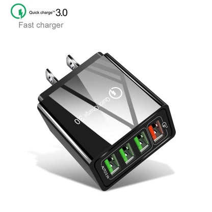 30W QC 3.0 USB + 3 USB 2.0 Ports Mobile Phone Tablet PC Universal Quick Charger Travel Charger, US Plug, US Plug
