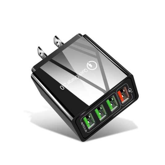 30W QC 3.0 USB + 3 USB 2.0 Ports Mobile Phone Tablet PC Universal Quick Charger Travel Charger, US Plug, US Plug