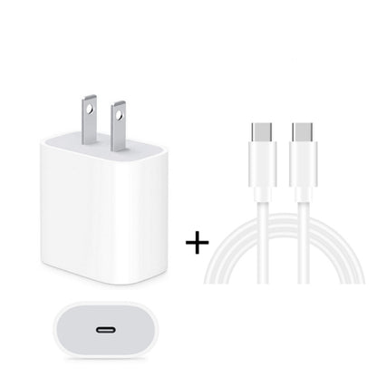 2 in 1 Single USB-C / Type-C Port Travel Charger + 3A PD 3.0 USB-C / Type-C to USB-C / Type-C Fast Charge Data Cable Set, Cable Length: 1m, 18W 1m