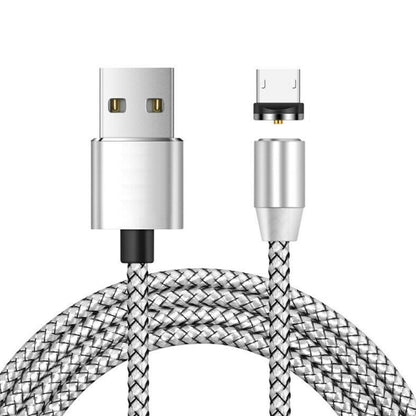USB to Micro USB Magnetic Metal Connector Nylon Two-color Braided Magnetic Data Cable, Cable Length: 1m, Micro USB