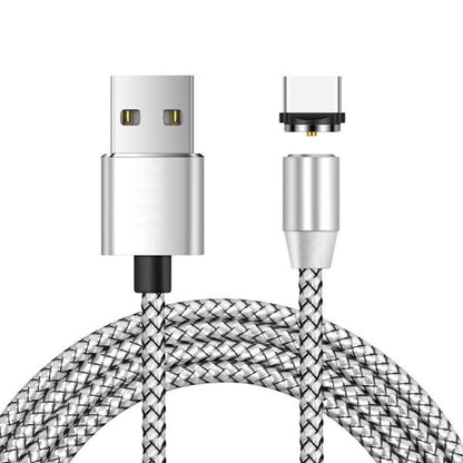 USB to USB-C / Type-C Magnetic Metal Connector Nylon Two-color Braided Magnetic Data Cable, Cable Length: 1m, USB-C / Type-C