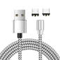 2 in 1 USB to Micro USB + USB-C / Type-C Magnetic Metal Connector Nylon Two-color Braided Magnetic Data Cable, Cable Length: 1m, Micro USB + USB-C / Type-C