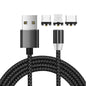 3 in 1 USB to 8 Pin + Type-C/USB-C + Micro USB Magnetic Metal Interface Nylon Braided Charging Cable, Length: 1m
