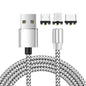 3 in 1 USB to 8 Pin + Type-C/USB-C + Micro USB Magnetic Metal Interface Nylon Braided Charging Cable, Length: 1m