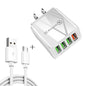2 in 1 1m USB to Micro USB Data Cable + 30W QC 3.0 4 USB Interfaces Mobile Phone Tablet PC Universal Quick Charger Travel Charger Set, US Plug, Micro USB Set US Plug