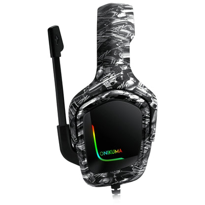 ONIKUMA K20 PS4 Surround Sound Bass PC Gamer Headphone with Microphone, RGB Light