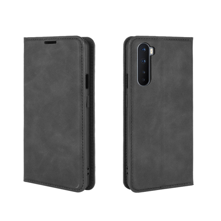 For OnePlus Nord Retro-skin Business Magnetic Suction Leather Case with Holder & Card Slots & Wallet