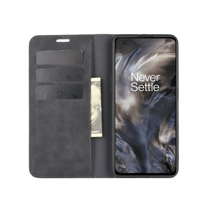 For OnePlus Nord Retro-skin Business Magnetic Suction Leather Case with Holder & Card Slots & Wallet