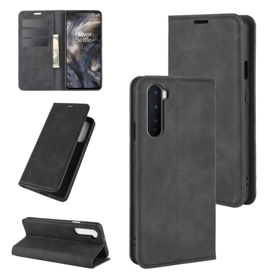 For OnePlus Nord Retro-skin Business Magnetic Suction Leather Case with Holder & Card Slots & Wallet, For OnePlus Nord