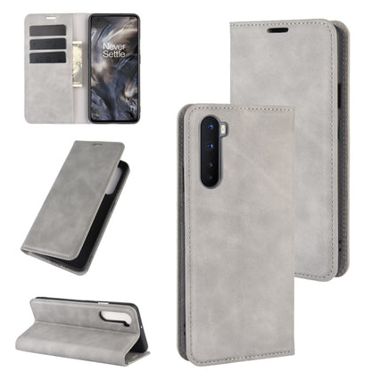 For OnePlus Nord Retro-skin Business Magnetic Suction Leather Case with Holder & Card Slots & Wallet