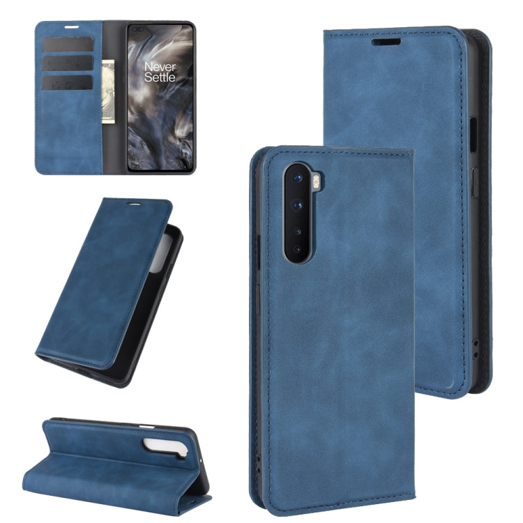 For OnePlus Nord Retro-skin Business Magnetic Suction Leather Case with Holder & Card Slots & Wallet