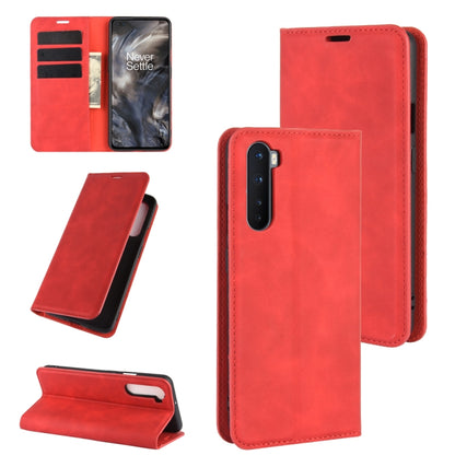 For OnePlus Nord Retro-skin Business Magnetic Suction Leather Case with Holder & Card Slots & Wallet