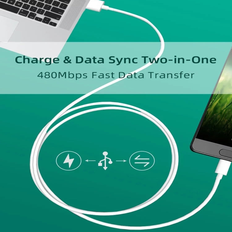 2.4A USB Male to Micro USB Male Interface Charge Cable, Length: 1m(White), 1m