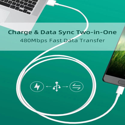 2.4A USB Male to Micro USB Male Interface Charge Cable, Length: 1m(White), 1m