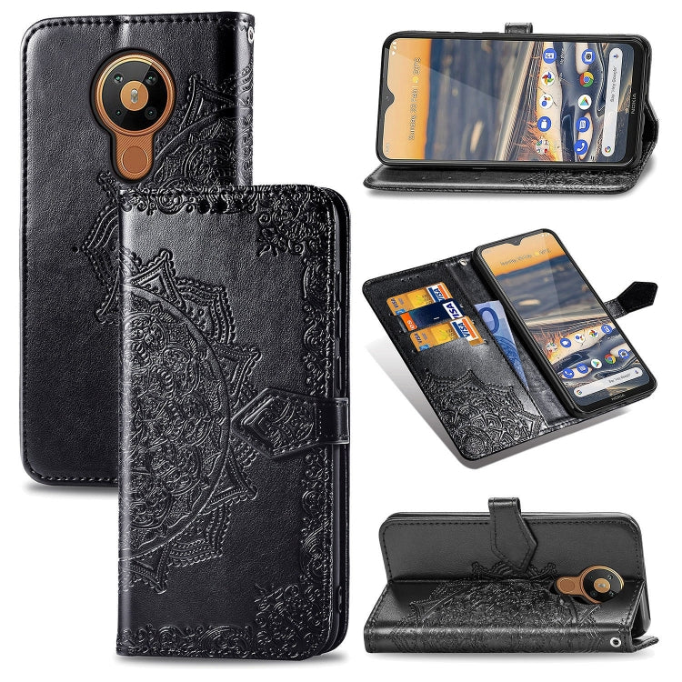 For Nokia 5.3 Mandala Flower Embossed Horizontal Flip Leather Case with Bracket / Card Slot / Wallet / Lanyard