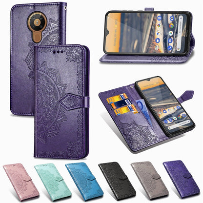 For Nokia 5.3 Mandala Flower Embossed Horizontal Flip Leather Case with Bracket / Card Slot / Wallet / Lanyard