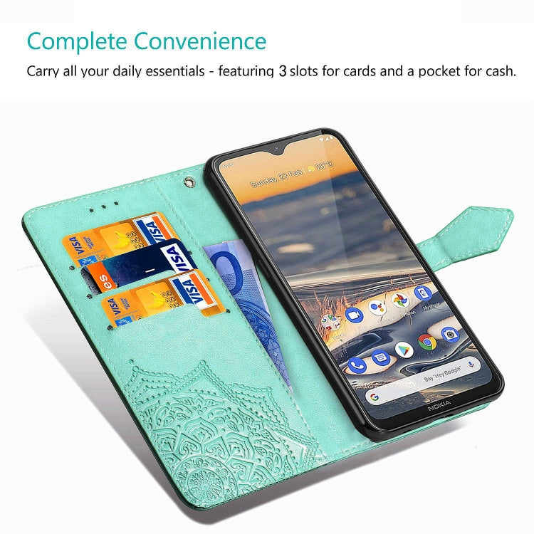 For Nokia 5.3 Mandala Flower Embossed Horizontal Flip Leather Case with Bracket / Card Slot / Wallet / Lanyard, For Nokia 5.3