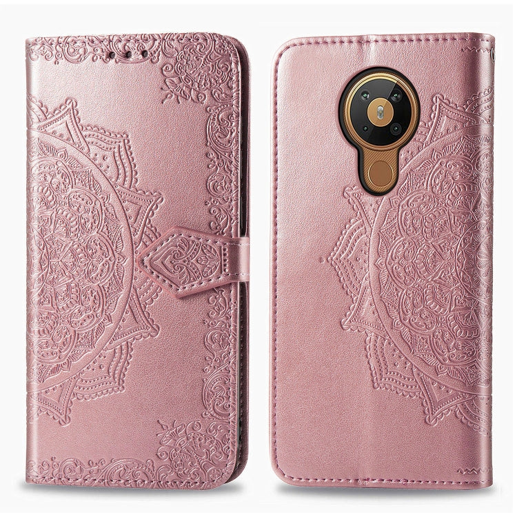 For Nokia 5.3 Mandala Flower Embossed Horizontal Flip Leather Case with Bracket / Card Slot / Wallet / Lanyard