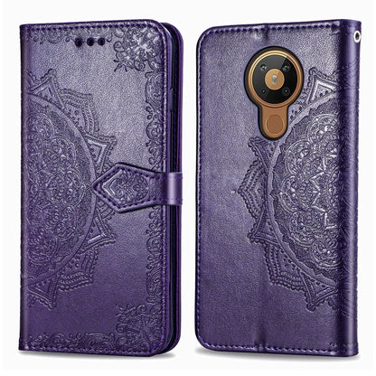 For Nokia 5.3 Mandala Flower Embossed Horizontal Flip Leather Case with Bracket / Card Slot / Wallet / Lanyard