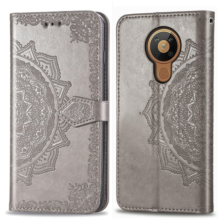 For Nokia 5.3 Mandala Flower Embossed Horizontal Flip Leather Case with Bracket / Card Slot / Wallet / Lanyard