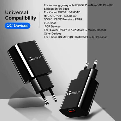 Mini QC3.0 USB 18W Mobile Phone Tablet Universal Fast Charger, EU Plug, EU Plug