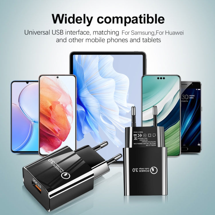 Mini QC3.0 USB 18W Mobile Phone Tablet Universal Fast Charger, EU Plug, EU Plug