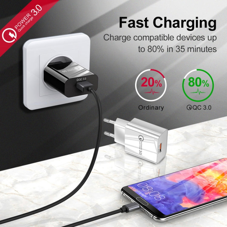 Mini QC3.0 USB 18W Mobile Phone Tablet Universal Fast Charger, EU Plug, EU Plug