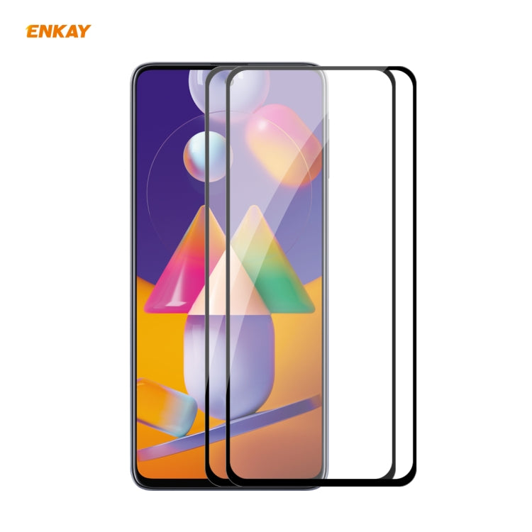 2 PCS ENKAY Hat-Prince Full Glue 0.26mm 9H 2.5D Tempered Glass Full Coverage Film