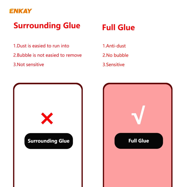 2 PCS ENKAY Hat-Prince Full Glue 0.26mm 9H 2.5D Tempered Glass Full Coverage Film