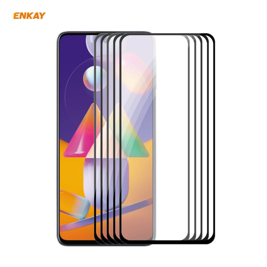5 PCS ENKAY Hat-Prince Full Glue 0.26mm 9H 2.5D Tempered Glass Full Coverage Film, For Samsung Galaxy M31s, For OnePlus Nord