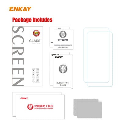 2 PCS ENKAY Hat-Prince 0.26mm 9H 2.5D Curved Edge Tempered Glass Film