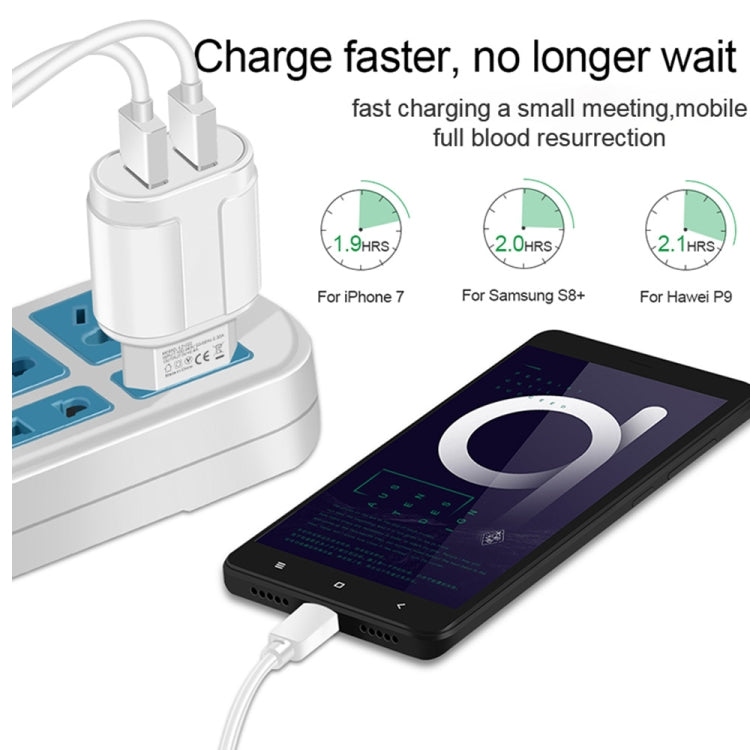 Portable Dual USB Mobile Phone Tablet Universal Charging Head Travel Charger, US Plug, US Plug