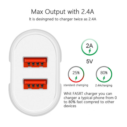 Portable Dual USB Mobile Phone Tablet Universal Charging Head Travel Charger, US Plug, US Plug