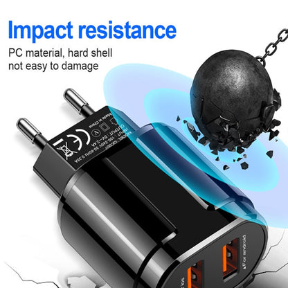 Portable Dual USB Mobile Phone Tablet Universal Charging Head Travel Charger, EU Plug, EU Plug