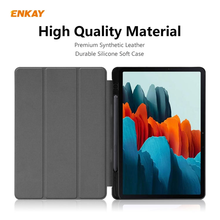 ENKAY ENK-8011 PU Leather + TPU Smart Case with Pen Slot for Samsung Galaxy Tab S7 11.0 T870 / T875, For Galaxy Tab S8 / Galaxy Tab S7 11.0