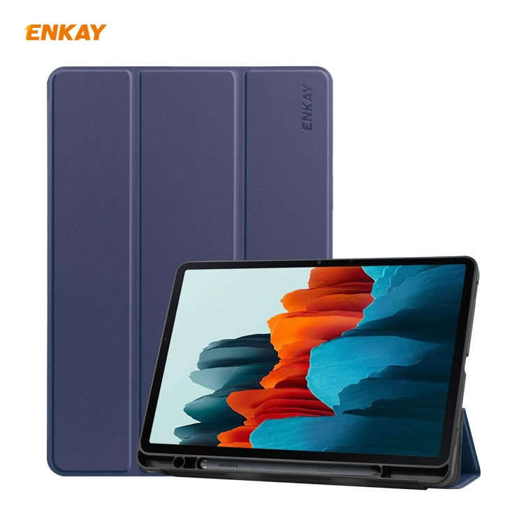 ENKAY ENK-8011 PU Leather + TPU Smart Case with Pen Slot for Samsung Galaxy Tab S7 11.0 T870 / T875, For Galaxy Tab S8 / Galaxy Tab S7 11.0