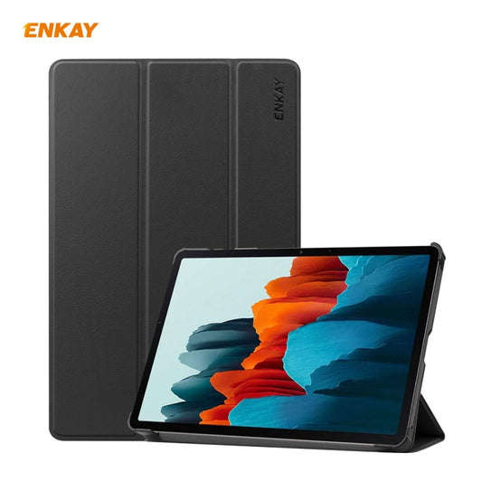 ENKAY ENK-8010 PU Leather + Plastic Smart Case with Three-folding Holder for Samsung Galaxy Tab S7 11.0 T870 / T875