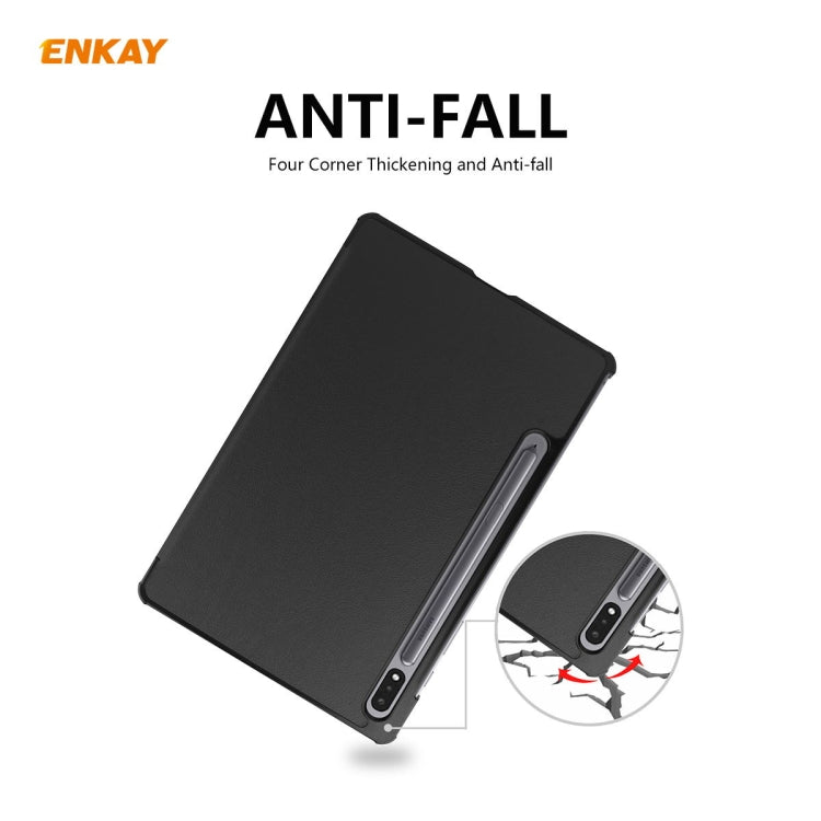 ENKAY ENK-8010 PU Leather + Plastic Smart Case with Three-folding Holder for Samsung Galaxy Tab S7 11.0 T870 / T875