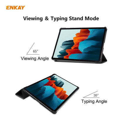 ENKAY ENK-8010 PU Leather + Plastic Smart Case with Three-folding Holder for Samsung Galaxy Tab S7 11.0 T870 / T875